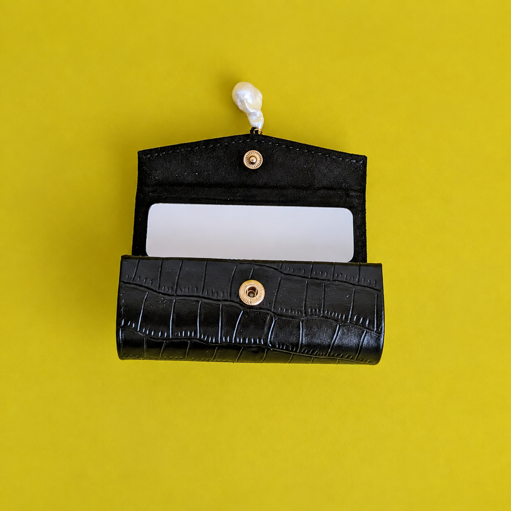 Black Baroque Pearl Lipstick Case